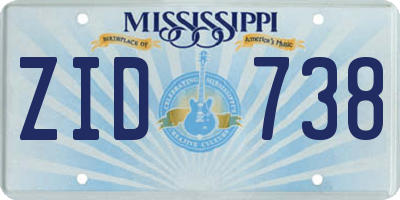 MS license plate ZID738