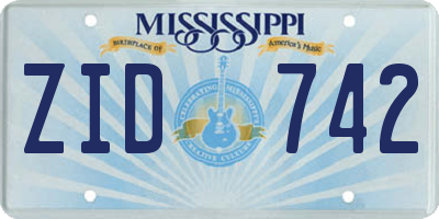 MS license plate ZID742