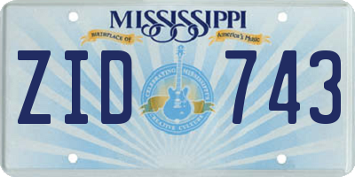 MS license plate ZID743