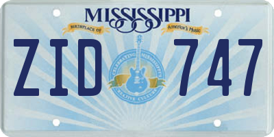 MS license plate ZID747