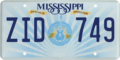 MS license plate ZID749