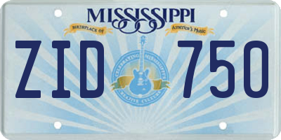 MS license plate ZID750