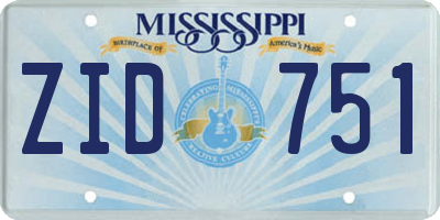 MS license plate ZID751