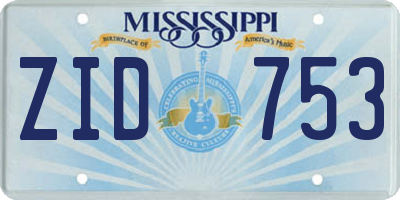 MS license plate ZID753