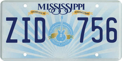 MS license plate ZID756