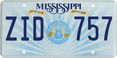 MS license plate ZID757