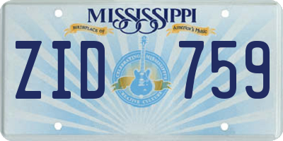 MS license plate ZID759