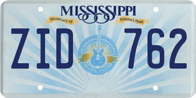 MS license plate ZID762