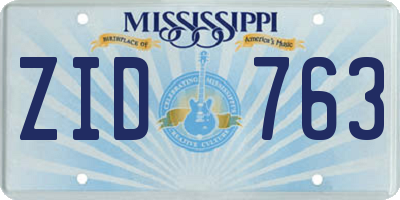 MS license plate ZID763