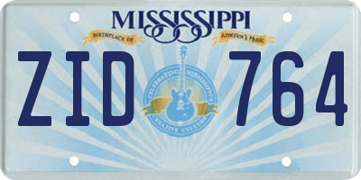 MS license plate ZID764