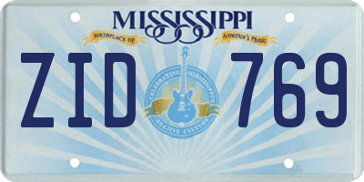 MS license plate ZID769