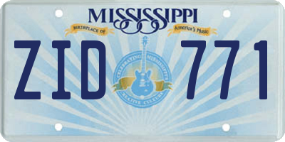 MS license plate ZID771