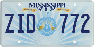 MS license plate ZID772
