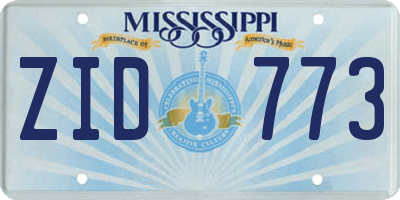 MS license plate ZID773