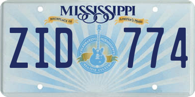 MS license plate ZID774