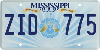 MS license plate ZID775