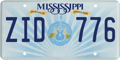 MS license plate ZID776