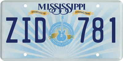 MS license plate ZID781