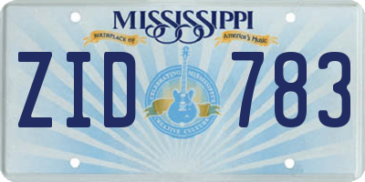 MS license plate ZID783
