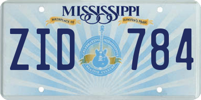 MS license plate ZID784