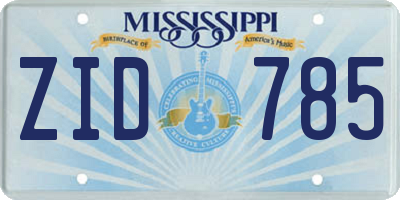 MS license plate ZID785