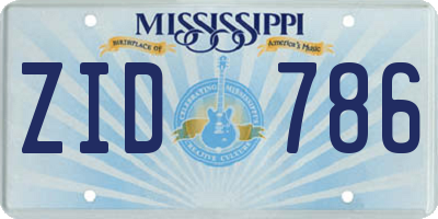 MS license plate ZID786