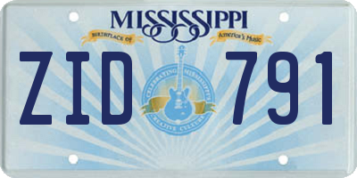 MS license plate ZID791