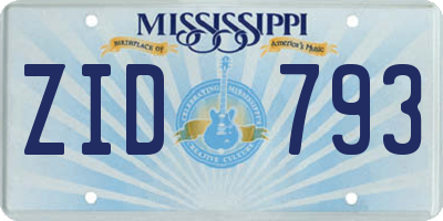 MS license plate ZID793