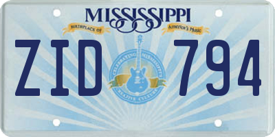 MS license plate ZID794