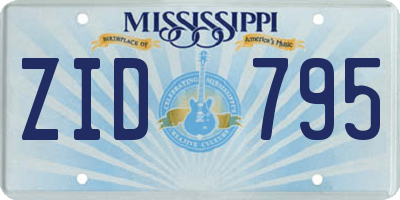 MS license plate ZID795