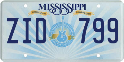MS license plate ZID799