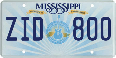 MS license plate ZID800