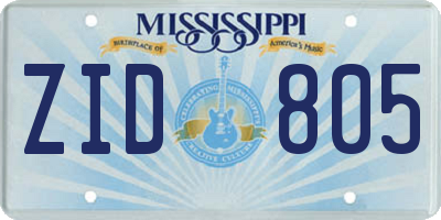 MS license plate ZID805