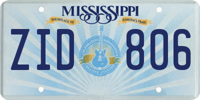 MS license plate ZID806