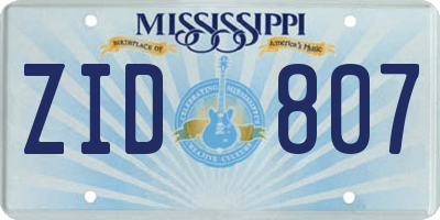 MS license plate ZID807