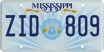 MS license plate ZID809