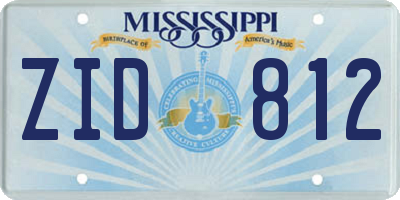 MS license plate ZID812
