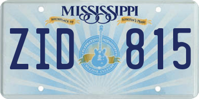 MS license plate ZID815
