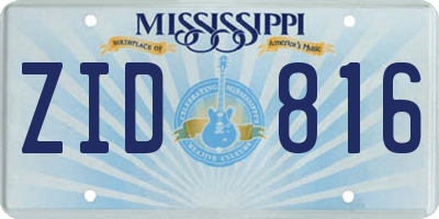MS license plate ZID816