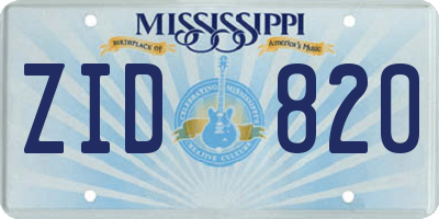 MS license plate ZID820