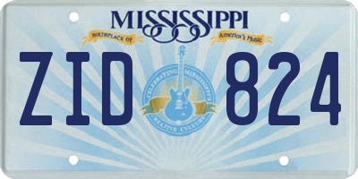 MS license plate ZID824