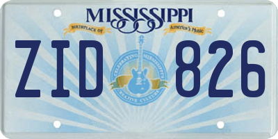 MS license plate ZID826