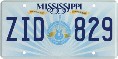 MS license plate ZID829