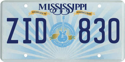 MS license plate ZID830
