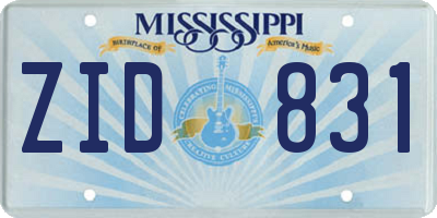 MS license plate ZID831