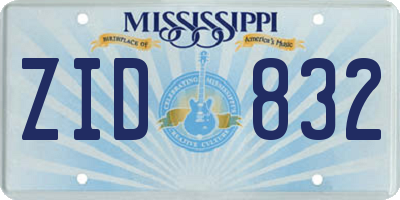 MS license plate ZID832