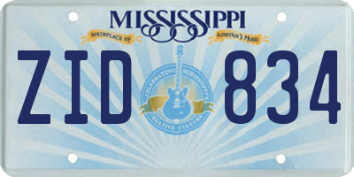 MS license plate ZID834