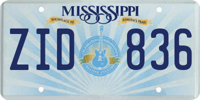 MS license plate ZID836
