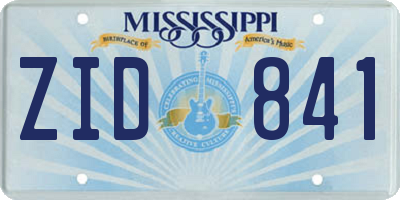 MS license plate ZID841