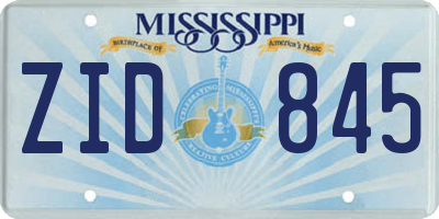 MS license plate ZID845